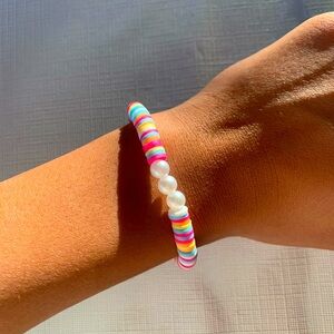 Rainbow sherbet clay bead bracelet